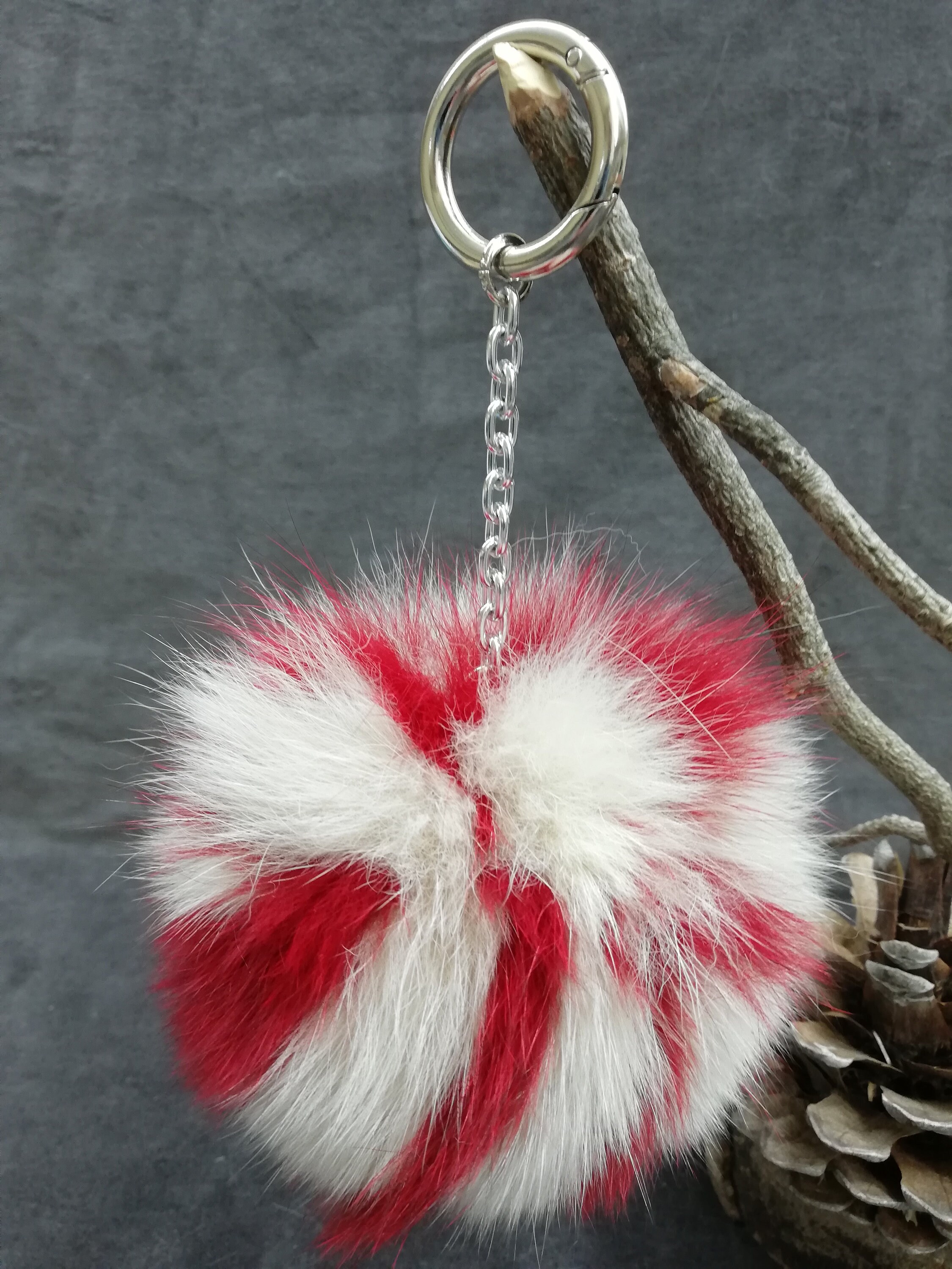 18cm Multicolor Light pink Real Fox Fur Ball Pom Pom Bag Charm Keychain  Pendant