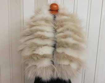 Real fox and finnraccoon fur collar patchwork /pieces ,Real fur bright beige - multicolor  ,Winter fur collar,  fur neckwarmer ,gift for her