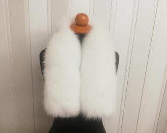 Handmade Shadow  Fox Fur white natural color, Elegant Winter Neck Warmer