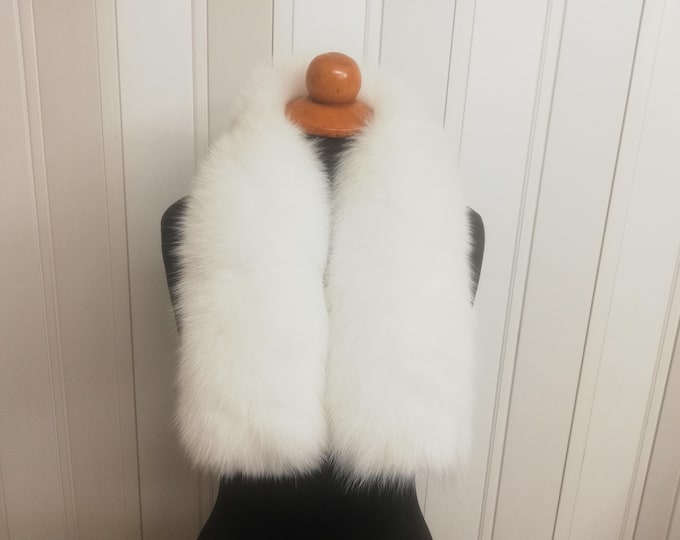 Handmade Shadow  Fox Fur white natural color, Elegant Winter Neck Warmer