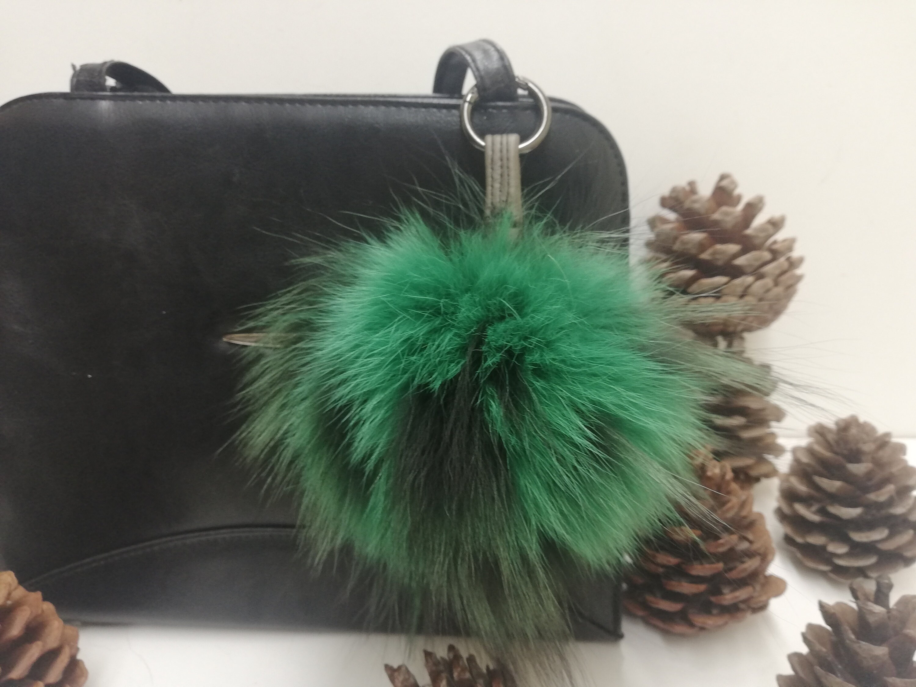 Real fox fur bag charm pom pom orange color , fox fur ball ,pom pom keyring  ,fur bag accessory, fox fur keychain, Gift for women's and girls