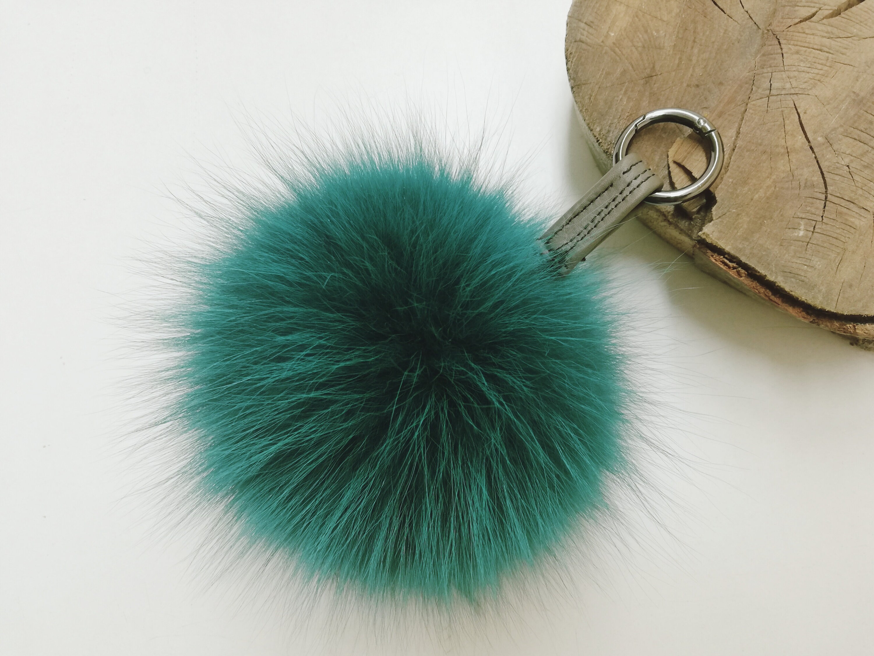 18cm Multicolor Light pink Real Fox Fur Ball Pom Pom Bag Charm Keychain  Pendant