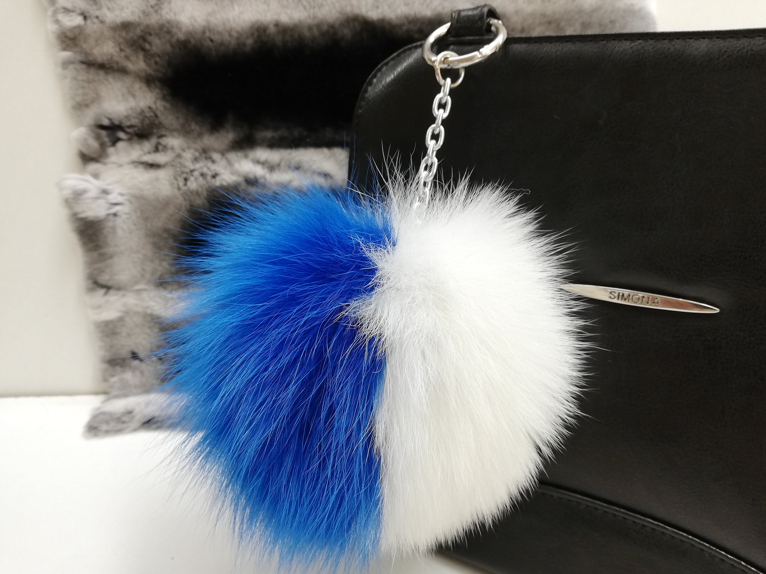 fluffy ball keychain