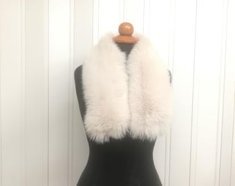 Handmade Shadow  Fox Fur Collar light rosa color, Elegant Winter Neck Warmer