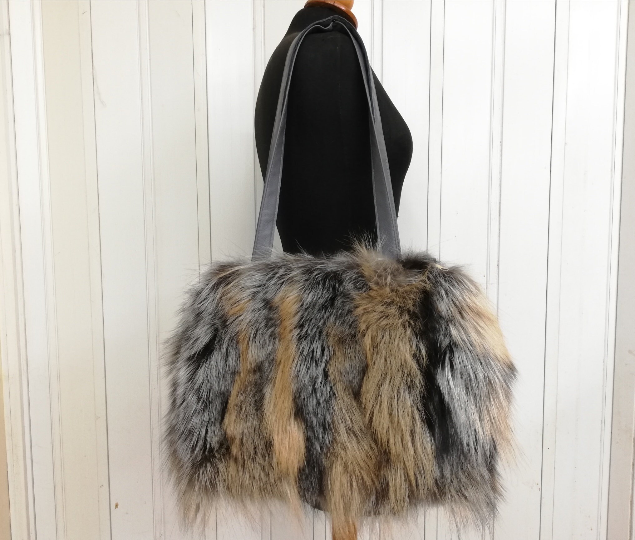 Mink Fur Handbag Real Mink Fur Handbag Shoulder Bag Brown 