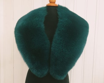 Real fox fur collar , fox fur fur shawl green color ,Winter fox fur collar, real fur neckwarmer,real fox fur stole, Gift for women's & girls