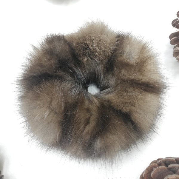 Real sable fur scrunchie brown color , fur accessories ,pony tail holder , real fur hair elastics , real fur hairband , Sable for wristband