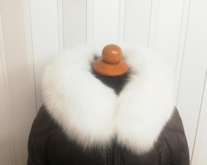 Shadow Fox Fur Hood Trim white natural color, Genuine Fur Scarf