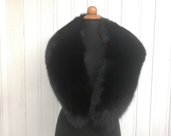 Real fox fur collar , fox fur fur shawl black color ,Winter fox fur collar, real fur neckwarmer,real fox fur stole, Gift for women's & girls