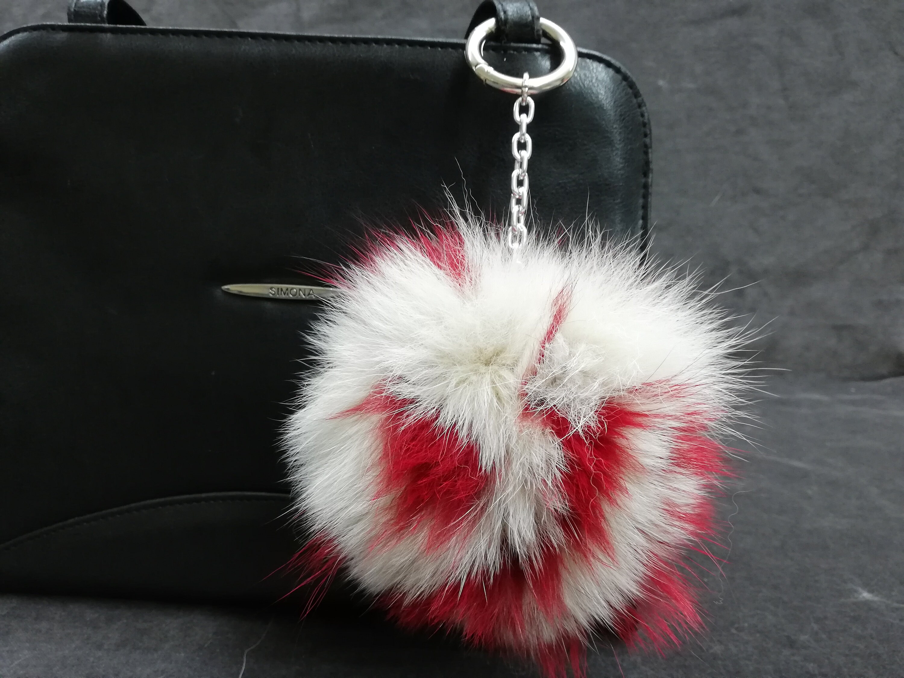 Real fox fur bag charm pom pom orange color , fox fur ball ,pom pom keyring  ,fur bag accessory, fox fur keychain, Gift for women's and girls