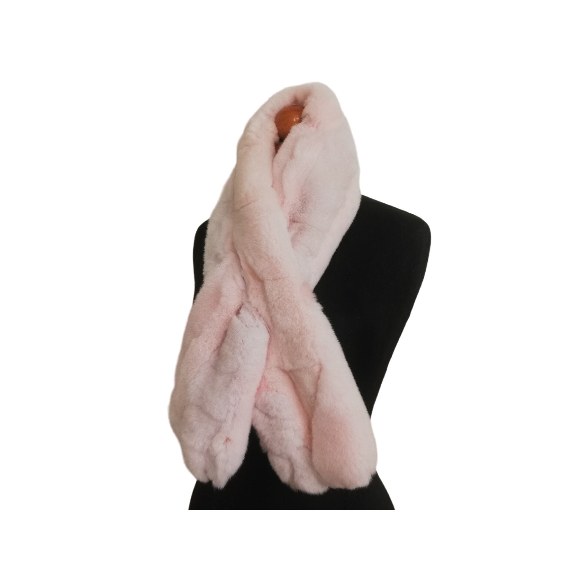 Keyhole Pink Rex Rabbit Fur Scarf