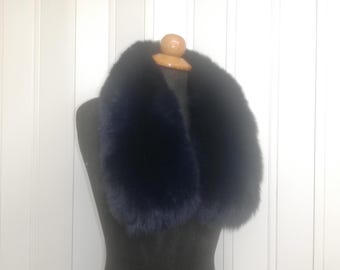 Handmade Blue Fox Collar blue color Elegant Winter Neck Warmer