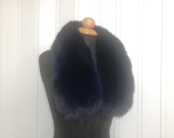 Handmade Blue Fox Collar blue color Elegant Winter Neck Warmer