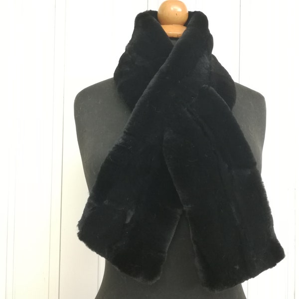 Real rex rabbit sheared fur patchwork scarf black color , Rex rabbit fur Neck Warmer, Rex rabbit fur wrap scarf , gift for women's and girls