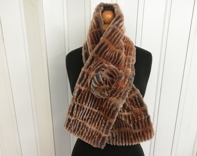 Real velvet nutria fur scarf brown color , Real Fur Neck Warmer, sheared nutria fur wrap scarf, Christmas gift for women's and girls