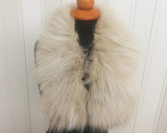 Handmade real finnraccoon Fur Collar light beige color, Elegant Winter Neck Warmer