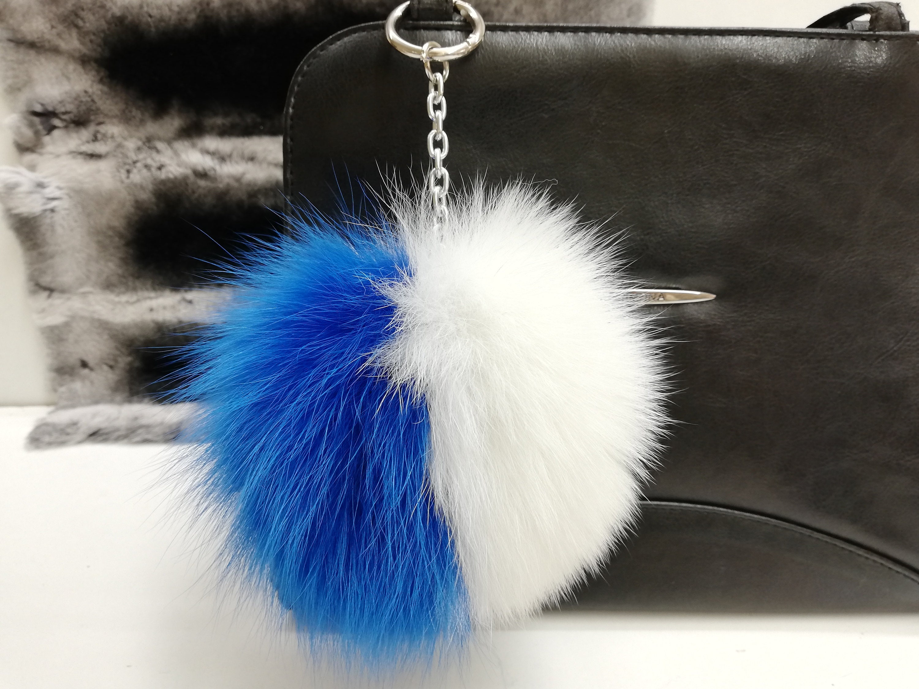 fluffy ball keychain