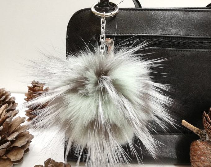 Fox Keyring Keychain Bag Charm Gift In Black With Gift Bag