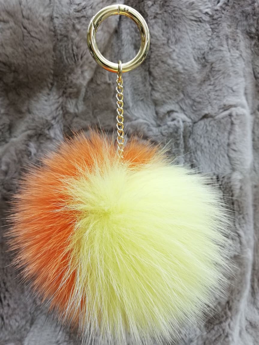 Lollipop Fur Keychain Real Fur Pom Pom Fur Fox Ball 