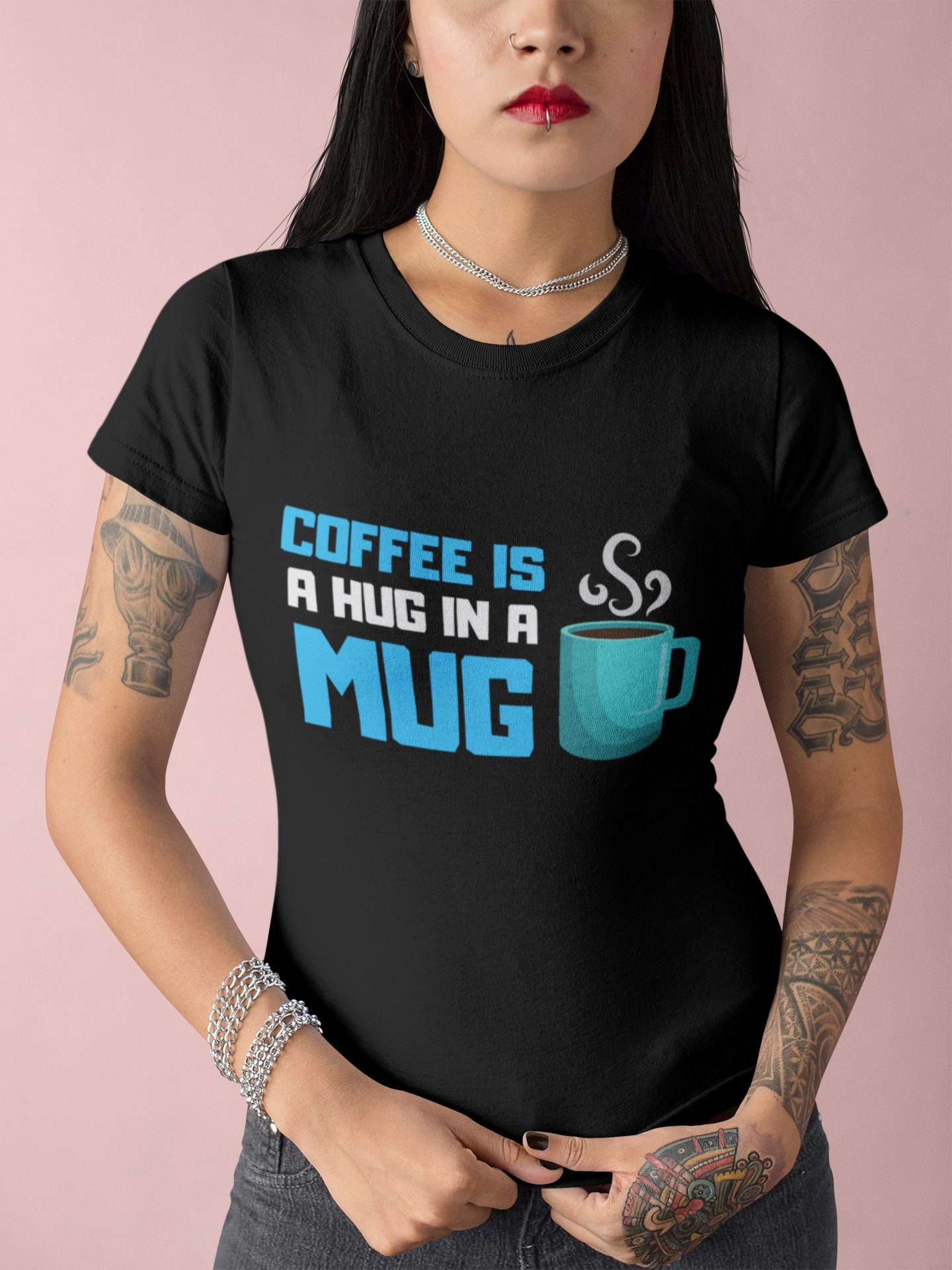 Coffee Is A Hug In A Mug Tshirt For Women Coffee Shirt Etsy