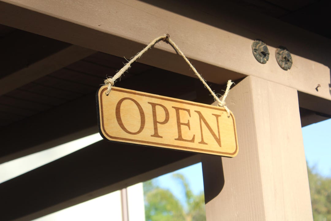 Laser Engraved Open Close Business Sign With Rope - Etsy
