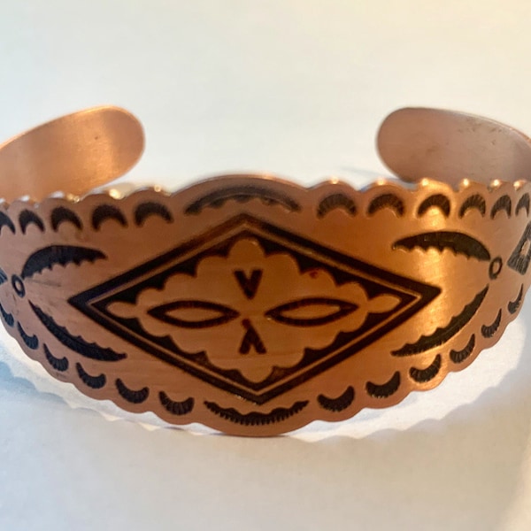 WM Wheeler Copper Cuff Bracelet * Southwestern Design * Vintage * Found in Family Estate (5)