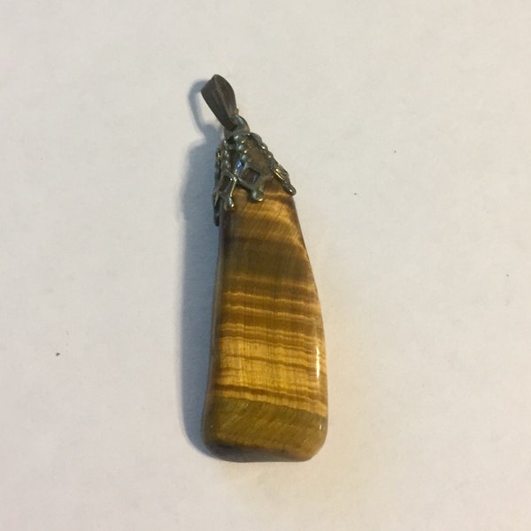 Tigers Eye Pendant * Genuine * Vintage Mid-Century (or earlier) * Found in Family Estate (20)