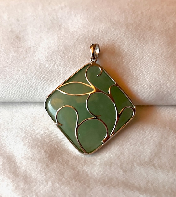 Jade Silver Pendant * Pale Green Jade * Delicate *