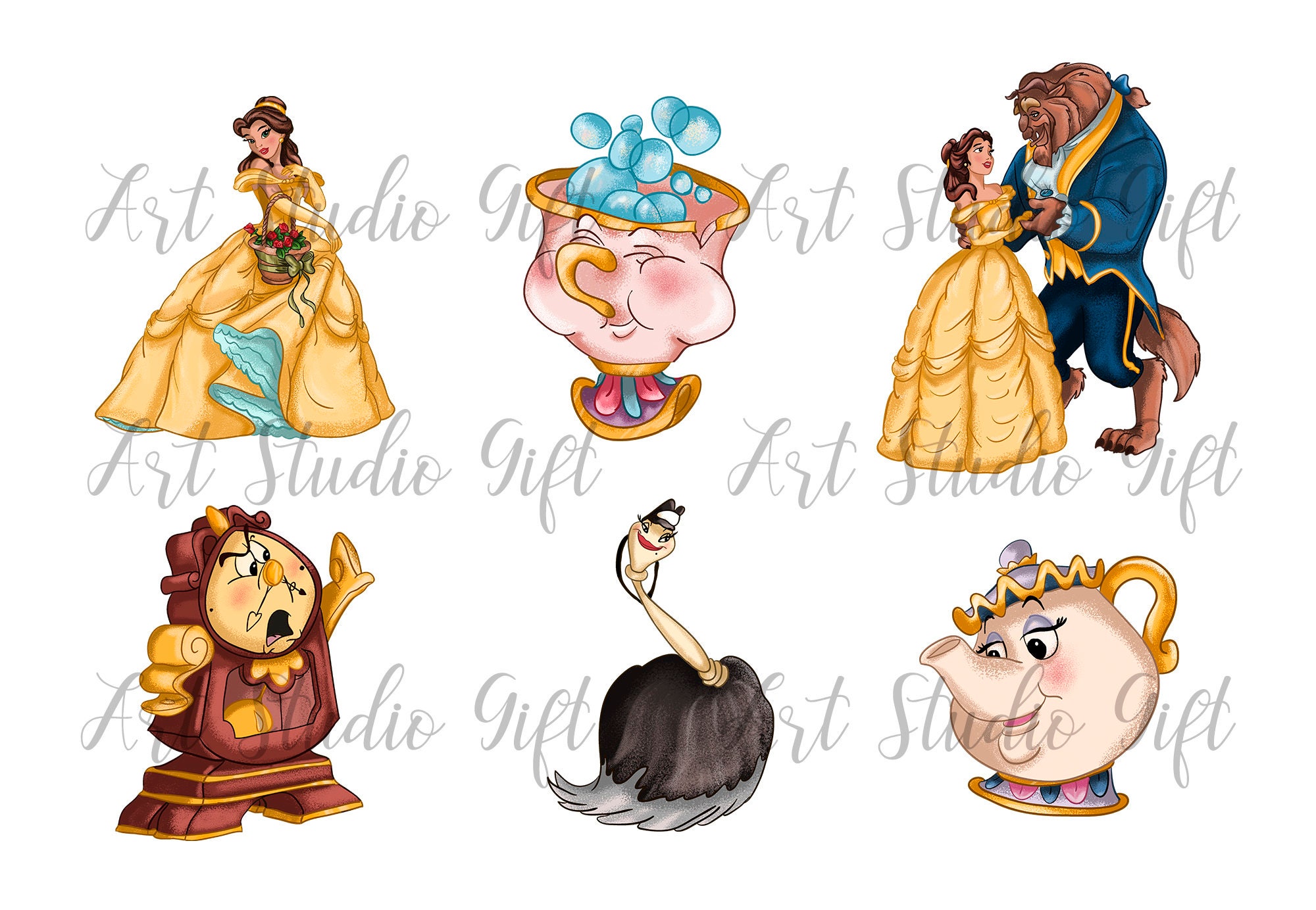 Beauty and The Beast Clip Art Disney Clip Art Belle | Etsy