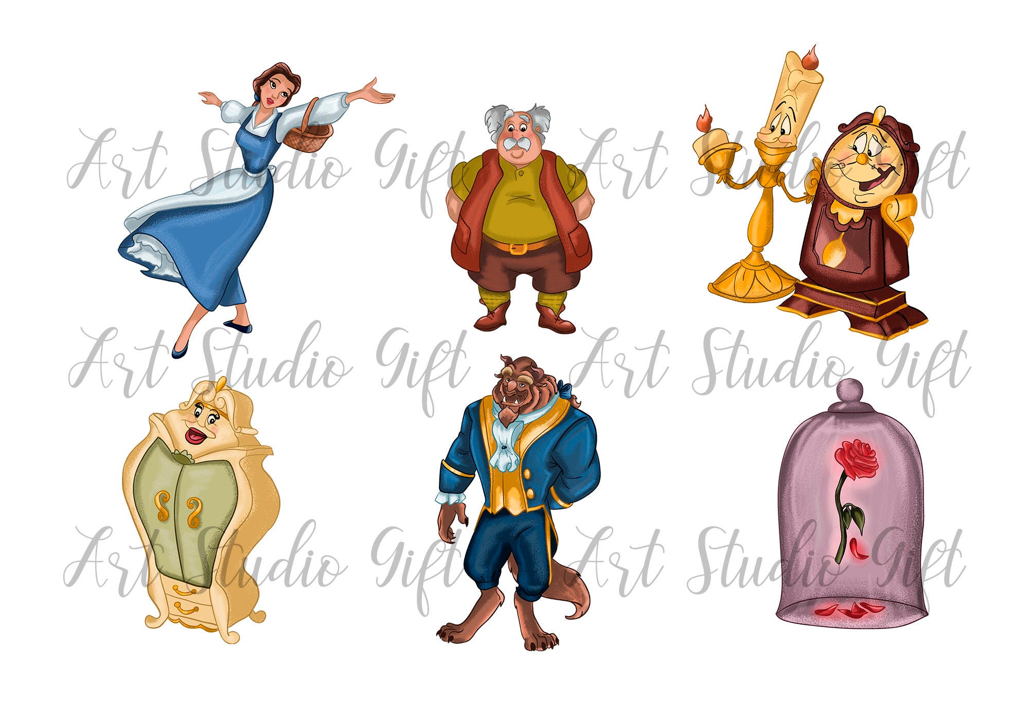 Beauty and The Beast Clip Art Disney Clip Art Belle | Etsy