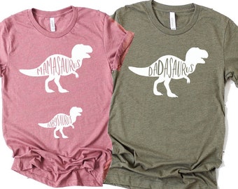 Mamasaurus Daddysaurus Babysaurus Pregnancy Announcement T Shirt Maternity Saying Couple Funny Pregnant Matching Shirts