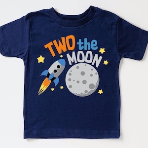 Two The Moon Birthday Shirt: Space 2nd Birthday Outfit