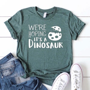 Pregnancy Announcement Shirt Dinosaur Pregnancy Shirt Mom to Be Gift Baby Reveal Ideas Expecting Baby On The Way Announcement tshirt image 1