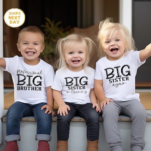 Big Brother Big Sister Shirts | Sibling Announcement Outfit | Pregnancy Reveal for Kids image 1
