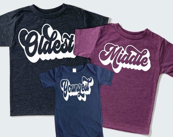 Oldest Middle Youngest Shirts - Sibling Shirts - 3rd Baby Announcement - Baby Reveal - Big Middle Little Shirts - Kids Matching Tees