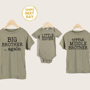 Big Brother Big Sister Matching Shirts – Sibling Announcement Outfits – Pregnancy Reveal Tees for Kids – Family Baby Reveal Shirts