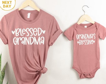 Camiseta para anunciar el embarazo de la abuela. Regalo para la abuela: ¡Bendita abuela!