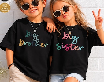 Camisetas a juego para hermanos mayores / Conjunto personalizado para hermanos / Camisetas infantiles personalizadas para fotos familiares