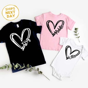 Big Middle Little Sibling Shirts – Family Baby Announcement – Third Baby Reveal Tees