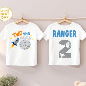 Two the Moon 2nd Birthday Shirt – Space Theme Toddler Birthday Shirt – Matching Family Second Birthday Outfits – Rocket Birthday Tee