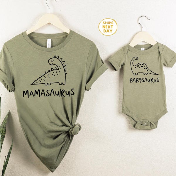 Mamasaurus Dadasaurus Babysaurus Shirts – Matching Dinosaur Family Tees – Cute Gift Idea