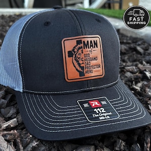 Man of God Hat — Christian Dad Gift | Richardson 112 Trucker Hat | Husband Dad Protector Hero