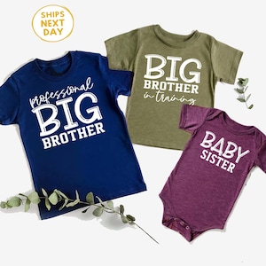 Conjunto personalizado de hermano mayor y hermana mayor para bebé, camisetas a juego para anuncio de embarazo y foto de recién nacido, conjunto de algodón suave.