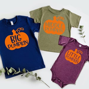 Pumpkin Sibling Shirts: Big, Middle, Little - Fall Matching Outfits