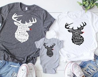 Family Christmas Shirts - Christmas Shirts - Reindeer Matching Shirts - Matching Family Tees - Each Shirt Sold Separately