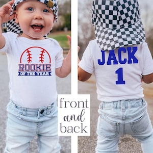 Rookie Of The Year Baseball Birthday Bodysuit - Personalized Name Shirt