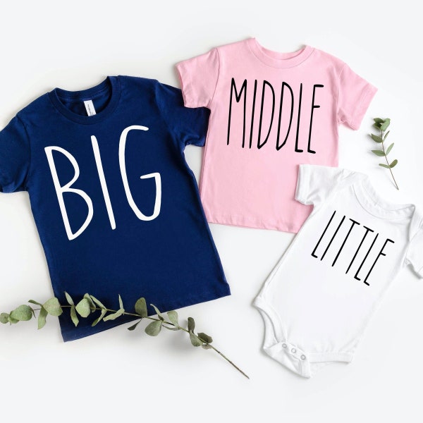 Big little shirts, big little reveal shirt, third baby announcement, third child pregnancy announcement, baby announcement