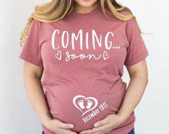 Pregnancy Announcement Shirt Women Coming Soon T Shirt Pregnancy Mom to Be Gift Shirts New Mom Tee Shirt