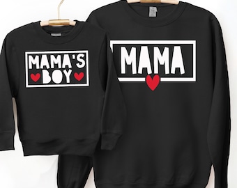 Mama & Mama’s Boy Matching Sweatshirts | Mommy and Me Shirts | Mother Son Matching Outfit