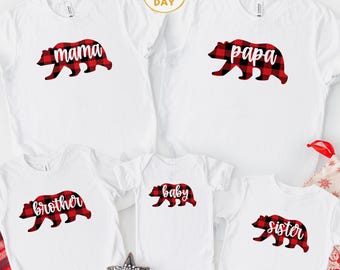 Matching Family Christmas Shirts | Buffalo Plaid Bears Holiday Shirts